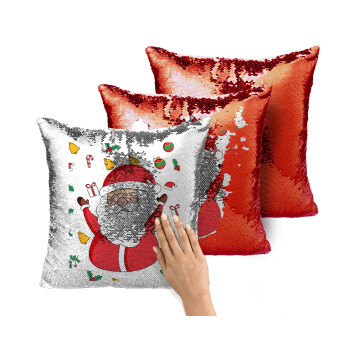 Santa Claus gifts, Μαξιλάρι καναπέ Μαγικό Κόκκινο με πούλιες 40x40cm περιέχεται το γέμισμα