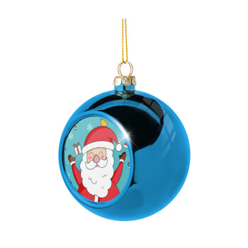 Santa Claus gifts, Blue Christmas tree ball ornament 8cm