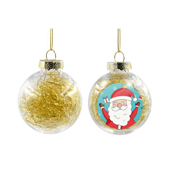 Santa Claus gifts, Χριστουγεννιάτικη μπάλα δένδρου διάφανη με χρυσό γέμισμα 8cm