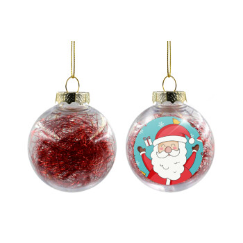 Santa Claus gifts, Χριστουγεννιάτικη μπάλα δένδρου διάφανη με κόκκινο γέμισμα 8cm