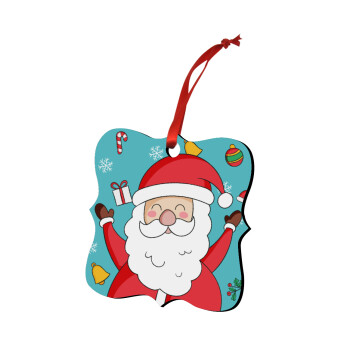 Santa Claus gifts, Στολίδι Χριστουγεννιάτικο στολίδι polygon ξύλινο 7.5cm