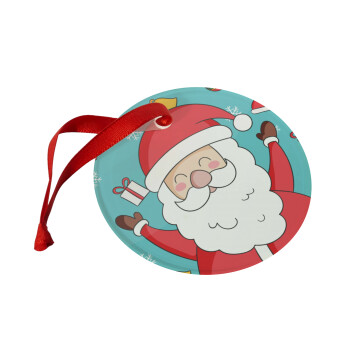 Santa Claus gifts, Χριστουγεννιάτικο στολίδι γυάλινο 9cm