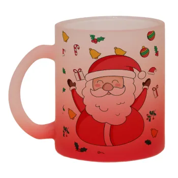 Santa Claus gifts, Κούπα γυάλινη δίχρωμη με βάση το κόκκινο ματ, 330ml