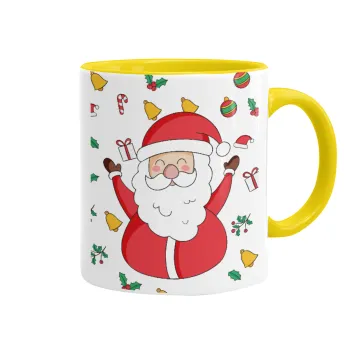 Santa Claus gifts, Κούπα χρωματιστή κίτρινη, κεραμική, 330ml
