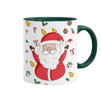 Santa Claus gifts, Κούπα χρωματιστή πράσινη, κεραμική, 330ml