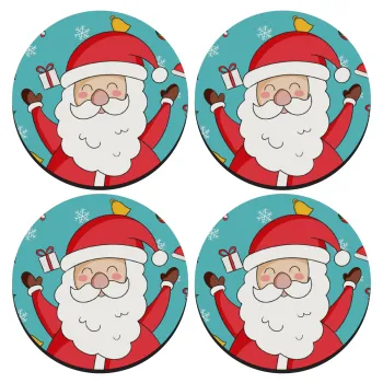 Santa Claus gifts, ΣΕΤ 4 Σουβέρ ξύλινα στρογγυλά (9cm)