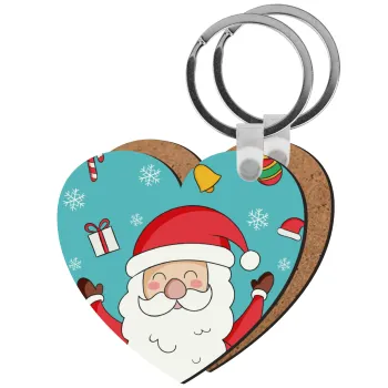 Santa Claus gifts, Μπρελόκ Ξύλινο καρδιά MDF
