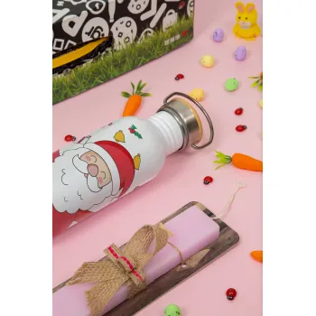 Santa Claus gifts, Πασχαλινή Λαμπάδα με παγούρι μεταλλικό (620ml, stainless steel) & κερί αρωματικό πλακέ (30cm) (ΡΟΖ)