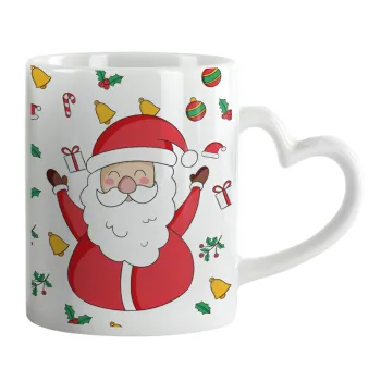 Santa Claus gifts, Κούπα καρδιά χερούλι λευκή, κεραμική, 330ml