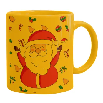 Santa Claus gifts, Κούπα, κεραμική κίτρινη, 330ml