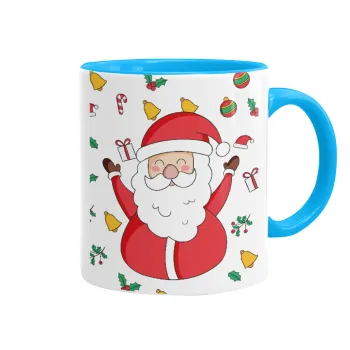 Santa Claus gifts, Mug colored light blue, ceramic, 330ml