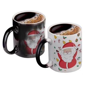 Santa Claus gifts, Color changing magic Mug, ceramic, 330ml when adding hot liquid inside, the black colour desappears (1 pcs)