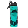 Metallic water bottle with safety lid, 850ml aluminum
