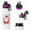 Metallic water bottle with safety lid, 850ml aluminum