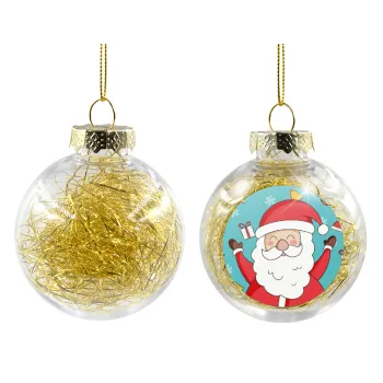 Santa Claus gifts, Στολίδι Χριστουγεννιάτικη μπάλα δένδρου διάφανη με χρυσό γέμισμα 8cm