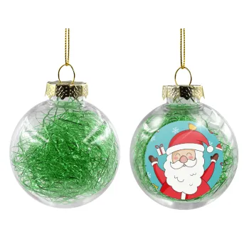 Santa Claus gifts, Στολίδι Χριστουγεννιάτικη μπάλα δένδρου διάφανη με πράσινο γέμισμα 8cm