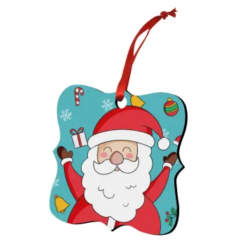 Santa Claus gifts, Christmas ornament polygon wooden 7.5cm