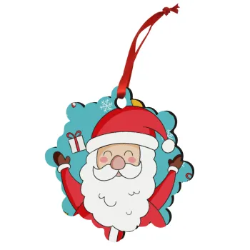 Santa Claus gifts, Christmas ornament snowflake wooden 7.5cm