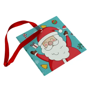 Santa Claus gifts, Christmas ornament, glass square ornament 9x9cm