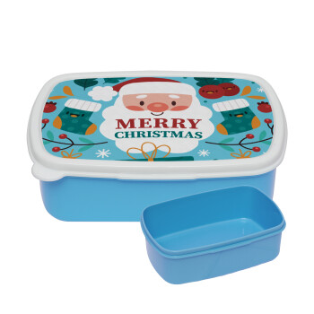 Άι Βασίλης, ΜΠΛΕ παιδικό δοχείο φαγητού (lunchbox) πλαστικό (BPA-FREE) Lunch Βox M18 x Π13 x Υ6cm