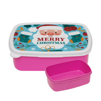 Άι Βασίλης, ΡΟΖ παιδικό δοχείο φαγητού (lunchbox) πλαστικό (BPA-FREE) Lunch Βox M18 x Π13 x Υ6cm