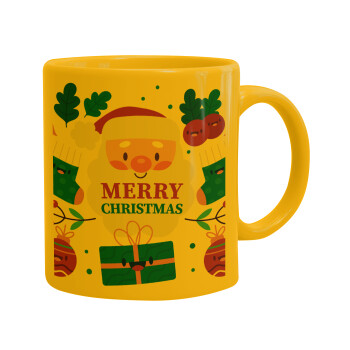 Άι Βασίλης, Ceramic coffee mug yellow, 330ml (1pcs)