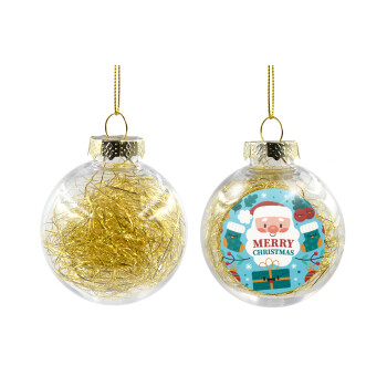 Άι Βασίλης, Χριστουγεννιάτικη μπάλα δένδρου διάφανη με χρυσό γέμισμα 8cm