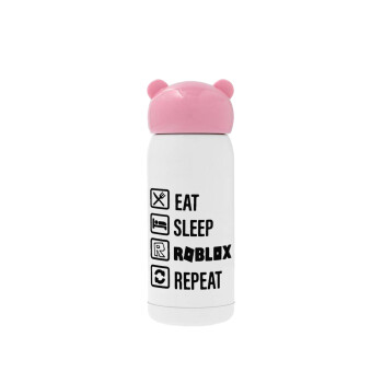 Eat, Sleep, Roblox, Repeat, Ροζ ανοξείδωτο παγούρι θερμό (Stainless steel), 320ml