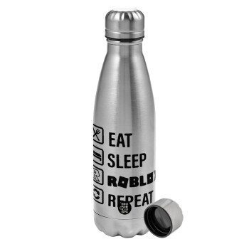 Eat, Sleep, Roblox, Repeat, Metallic water bottle, stainless steel, 750ml