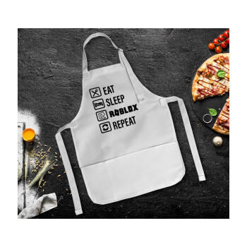 Eat, Sleep, Roblox, Repeat, Ποδιά Σεφ Ολόσωμη Παιδική (με ρυθμιστικά και 2 τσέπες)