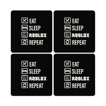 Eat, Sleep, Roblox, Repeat, ΣΕΤ 4 Σουβέρ ξύλινα τετράγωνα