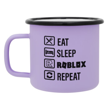 Eat, Sleep, Roblox, Repeat, Κούπα Μεταλλική εμαγιέ ΜΑΤ Light Pastel Purple 360ml
