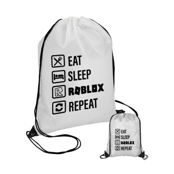 Eat, Sleep, Roblox, Repeat, Τσάντα πουγκί με μαύρα κορδόνια 45χ35cm (1 τεμάχιο)