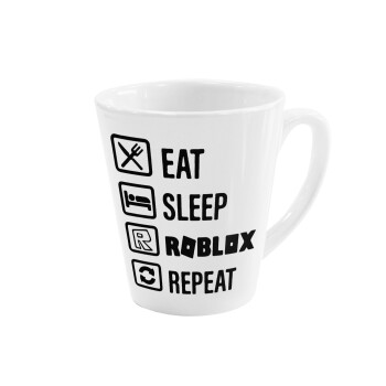 Eat, Sleep, Roblox, Repeat, Κούπα κωνική Latte Λευκή, κεραμική, 300ml