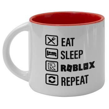 Eat, Sleep, Roblox, Repeat, Κούπα κεραμική 400ml Λευκή/Κόκκινη