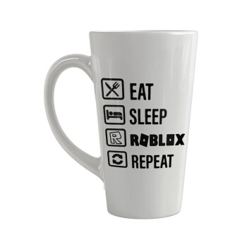 Eat, Sleep, Roblox, Repeat, Κούπα κωνική Latte Μεγάλη, κεραμική, 450ml