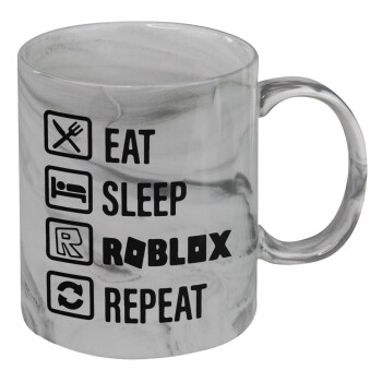 Eat, Sleep, Roblox, Repeat, Mug ceramic marble style, 330ml