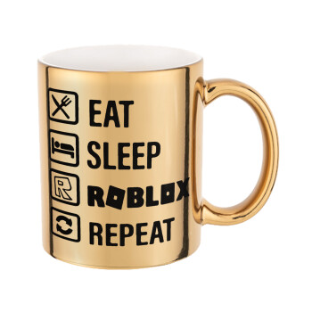 Eat, Sleep, Roblox, Repeat, Κούπα χρυσή καθρέπτης, 330ml
