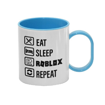 Eat, Sleep, Roblox, Repeat, Κούπα (πλαστική) (BPA-FREE) Polymer Μπλε για παιδιά, 330ml