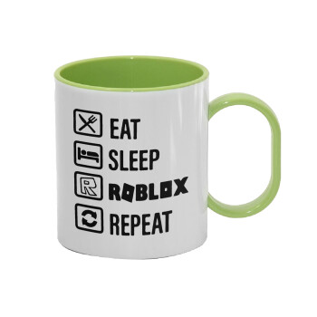 Eat, Sleep, Roblox, Repeat, Κούπα (πλαστική) (BPA-FREE) Polymer Πράσινη για παιδιά, 330ml