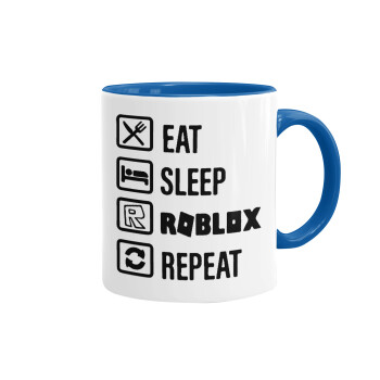 Eat, Sleep, Roblox, Repeat, Mug colored blue, ceramic, 330ml