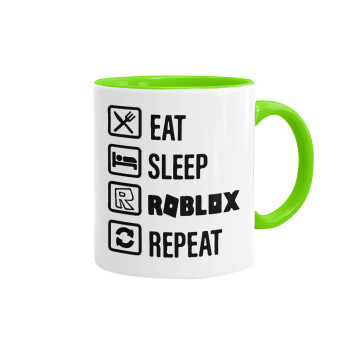 Eat, Sleep, Roblox, Repeat, Κούπα χρωματιστή βεραμάν, κεραμική, 330ml