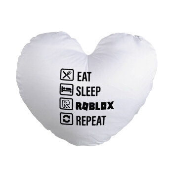 Eat, Sleep, Roblox, Repeat, Μαξιλάρι καναπέ καρδιά 40x40cm περιέχεται το  γέμισμα