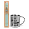 Easter Set, metallic thermal cup (300ml) & aromatic flat Easter candle (30cm) (TURQUOISE)