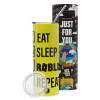 Neon Yellow Travel Tumbler, with metal straw (Stainless steel 304 Food grade, BPA free, 600ml)