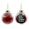 Transparent Christmas tree ball ornament with red filling 8cm