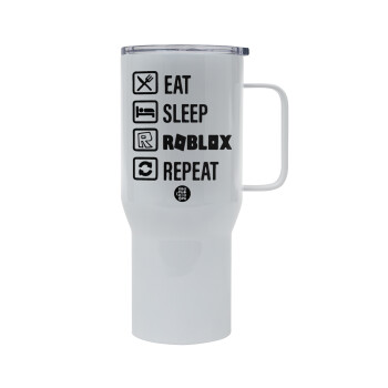 Eat, Sleep, Roblox, Repeat, Mega Stainless steel Tumbler with lid, double wall 750L