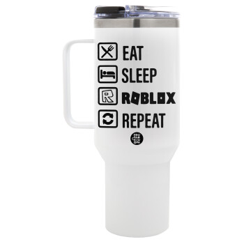Eat, Sleep, Roblox, Repeat, Mega Stainless steel Tumbler with lid, double wall 1,2L