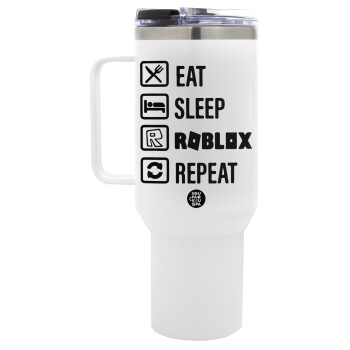 Eat, Sleep, Roblox, Repeat, Mega Tumbler με καπάκι, διπλού τοιχώματος (θερμό) 1,2L