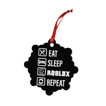 Eat, Sleep, Roblox, Repeat, Χριστουγεννιάτικο στολίδι snowflake ξύλινο 7.5cm